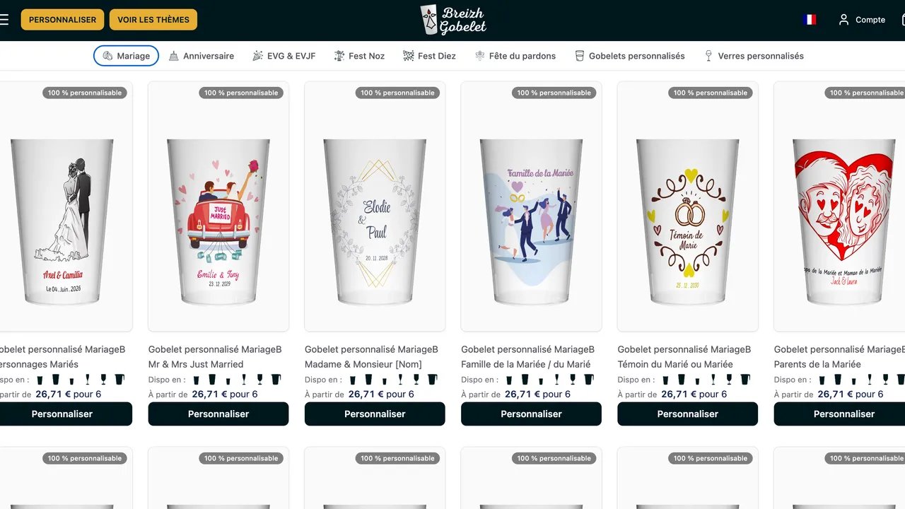 Screenshot of the Breizh Gobelet website