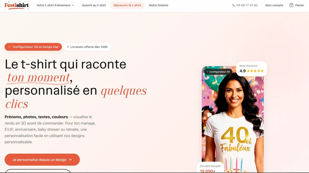 Screenshot of the Festishirt website
