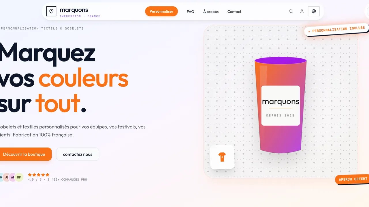 Screenshot of the Marquons website