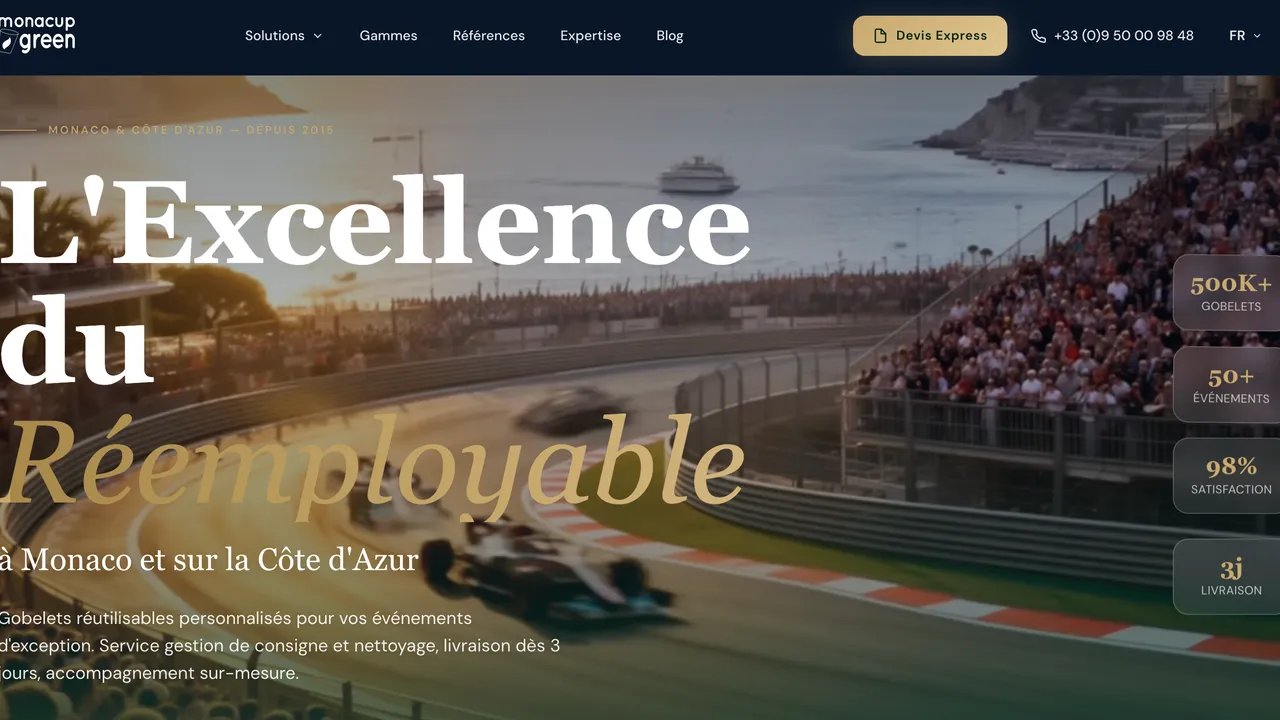 Screenshot of the MonacupGreen website