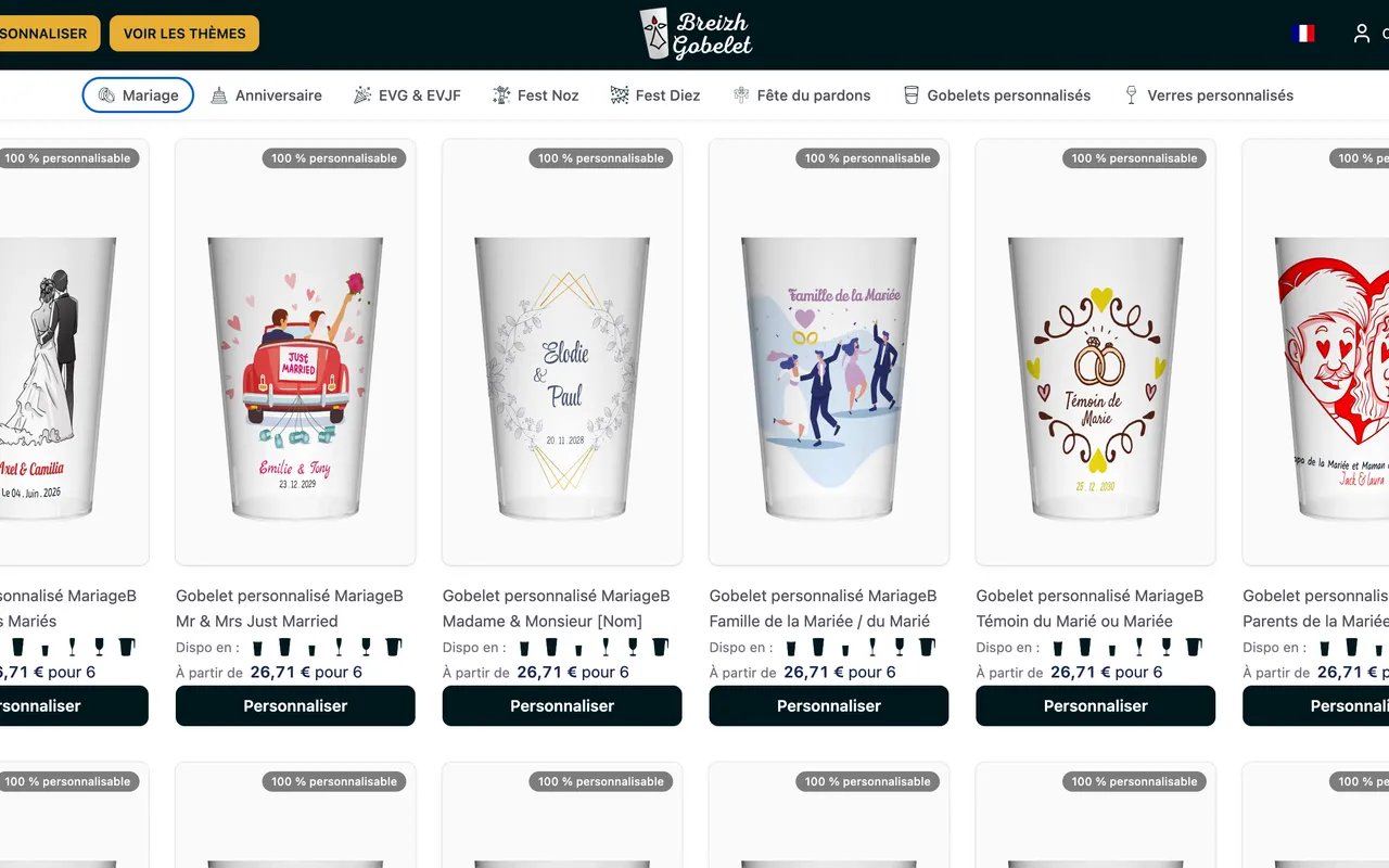 Screenshot of the Breizh Gobelet website