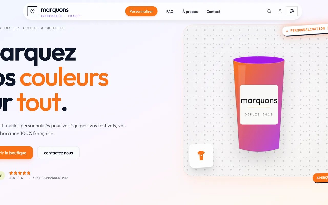 Screenshot of the Marquons website