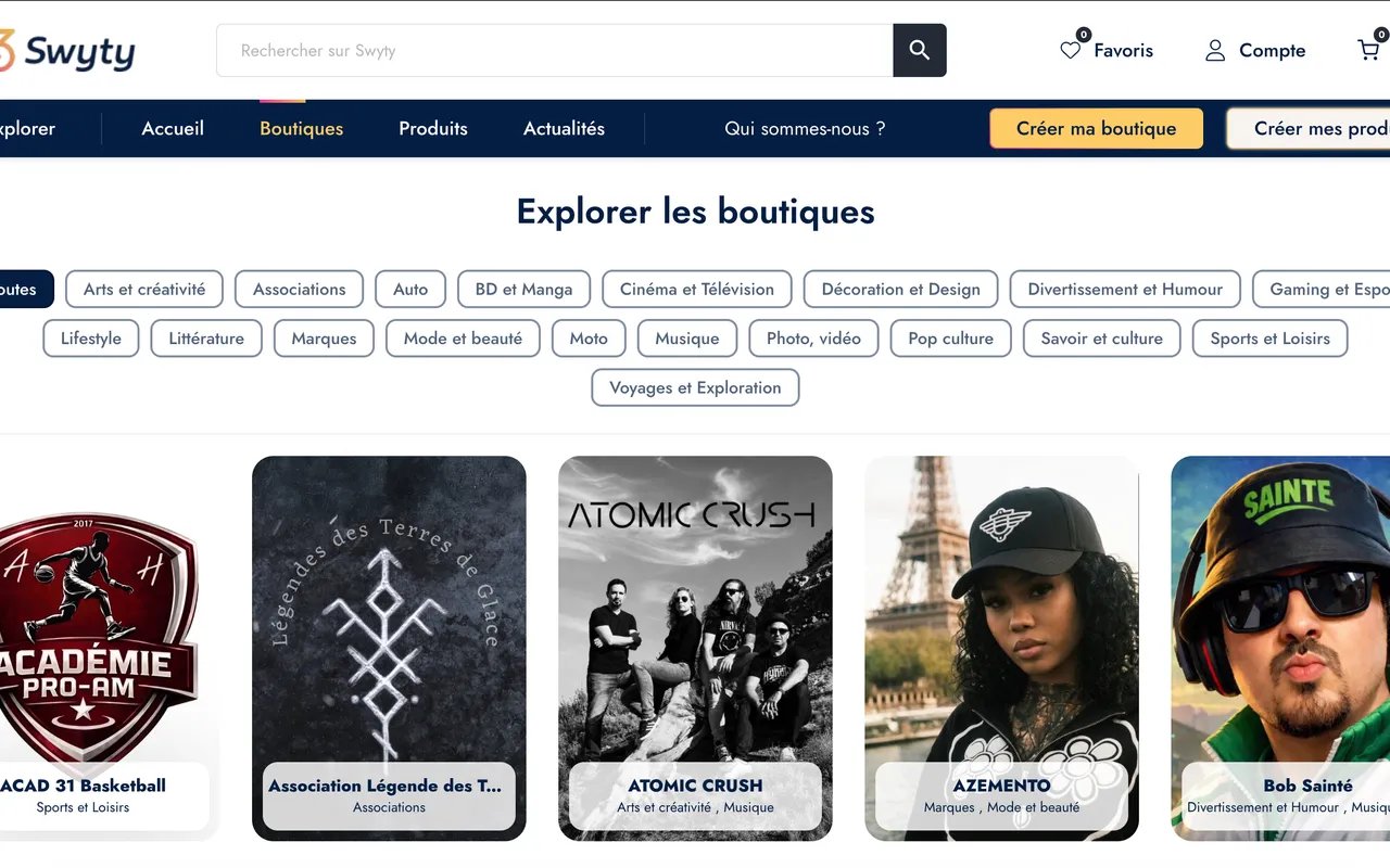 Screenshot of the Swyty website