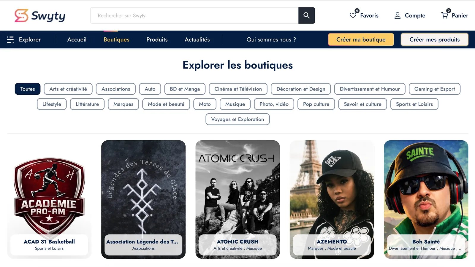 Screenshot of the Swyty website
